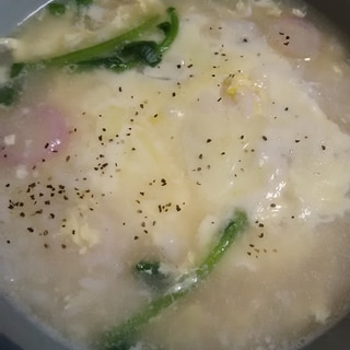 ラディッシュとチーズの卵雑炊(^^)